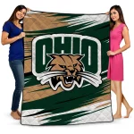 ohio bobcats wild lines green white quilt blanket best selling
