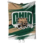 ohio bobcats wild lines green white quilt blanket best selling