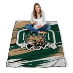 ohio bobcats wild lines green white quilt blanket best selling