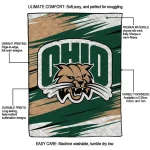 ohio bobcats wild lines green white quilt blanket best selling