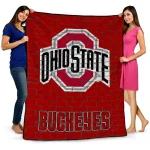 ohio state buckeyes brick grid scarlet quilt blanket best selling