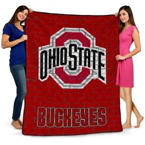 ohio state buckeyes brick grid scarlet quilt blanket best selling