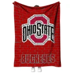 ohio state buckeyes brick grid scarlet quilt blanket best selling