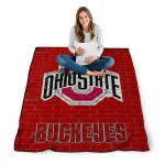 ohio state buckeyes brick grid scarlet quilt blanket best selling