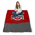 ohio state buckeyes dot illusion scarlet quilt blanket best selling