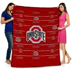 ohio state buckeyes handdrawn stripes scarlet quilt blanket best selling