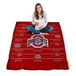 ohio state buckeyes handdrawn stripes scarlet quilt blanket best selling