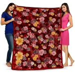 ohio state buckeyes hibiscus foliage scarlet quilt blanket best selling