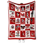 ohio state buckeyes mickey mouse motif scarlet white quilt blanket best selling
