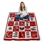 ohio state buckeyes mickey mouse motif scarlet white quilt blanket best selling