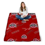 ohio state buckeyes sketch lines scarlet quilt blanket best selling