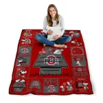 ohio state buckeyes snoopy love scarlet quilt blanket best selling