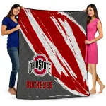 ohio state buckeyes stroke art scarlet white quilt blanket best selling