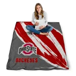 ohio state buckeyes stroke art scarlet white quilt blanket best selling