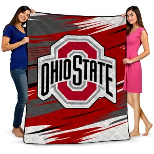 ohio state buckeyes wild lines scarlet white quilt blanket best selling