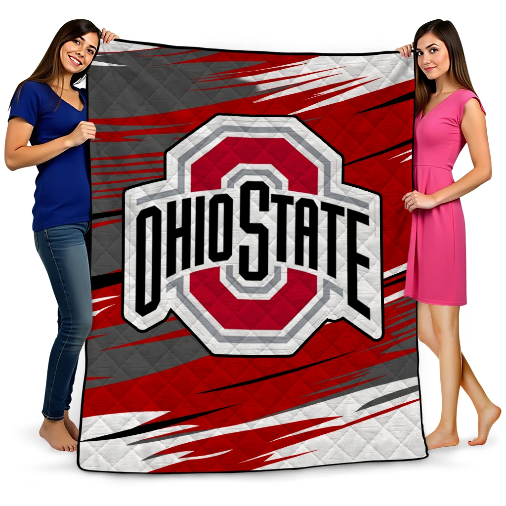 ohio state buckeyes wild lines scarlet white quilt blanket best selling ohio state buckeyes wild lines scarlet white quilt blanket best selling