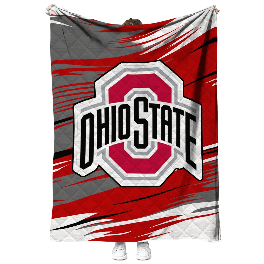 ohio state buckeyes wild lines scarlet white quilt blanket fashion forward ohio state buckeyes wild lines scarlet white quilt blanket fashion forward