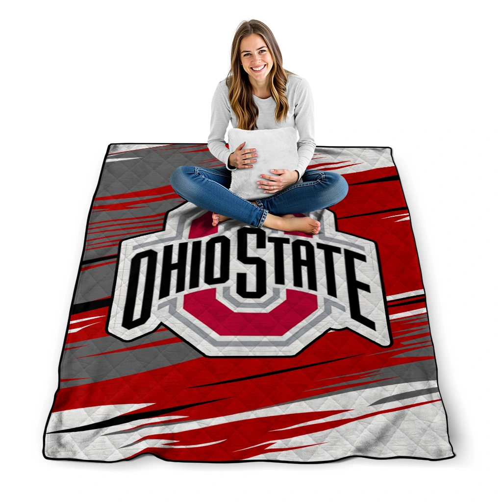 ohio state buckeyes wild lines scarlet white quilt blanket high quality ohio state buckeyes wild lines scarlet white quilt blanket high quality