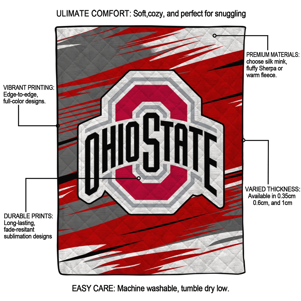 ohio state buckeyes wild lines scarlet white quilt blanket latest model ohio state buckeyes wild lines scarlet white quilt blanket latest model