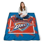 oklahoma city thunder block border blue quilt blanket best selling