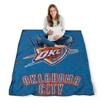 oklahoma city thunder brick grid blue quilt blanket best selling