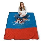 oklahoma city thunder dot illusion blue quilt blanket best selling