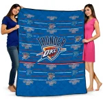 oklahoma city thunder handdrawn stripes blue quilt blanket best selling