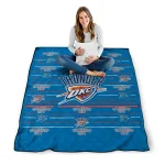 oklahoma city thunder handdrawn stripes blue quilt blanket best selling