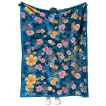 oklahoma city thunder hibiscus foliage blue quilt blanket best selling