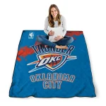 oklahoma city thunder nba grunge blue quilt blanket best selling