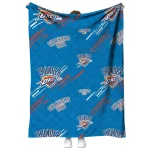 oklahoma city thunder sketch lines blue quilt blanket best selling