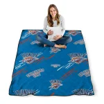 oklahoma city thunder sketch lines blue quilt blanket best selling