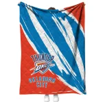 oklahoma city thunder stroke art blue white quilt blanket best selling