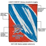oklahoma city thunder stroke art blue white quilt blanket best selling