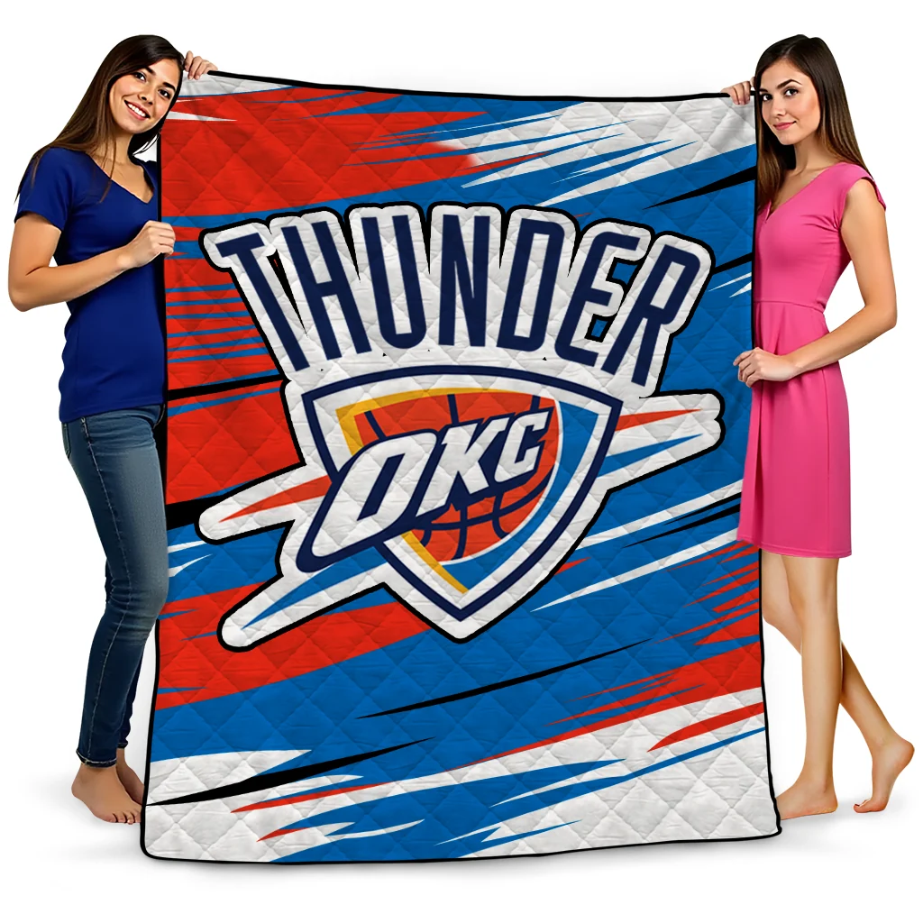 oklahoma city thunder wild lines blue white quilt blanket best selling oklahoma city thunder wild lines blue white quilt blanket best selling