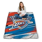 oklahoma city thunder wild lines blue white quilt blanket best selling