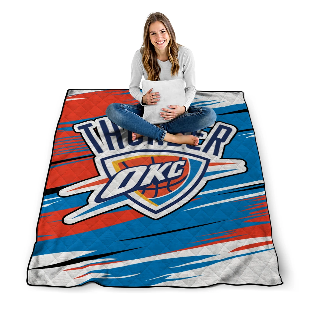 oklahoma city thunder wild lines blue white quilt blanket high quality oklahoma city thunder wild lines blue white quilt blanket high quality