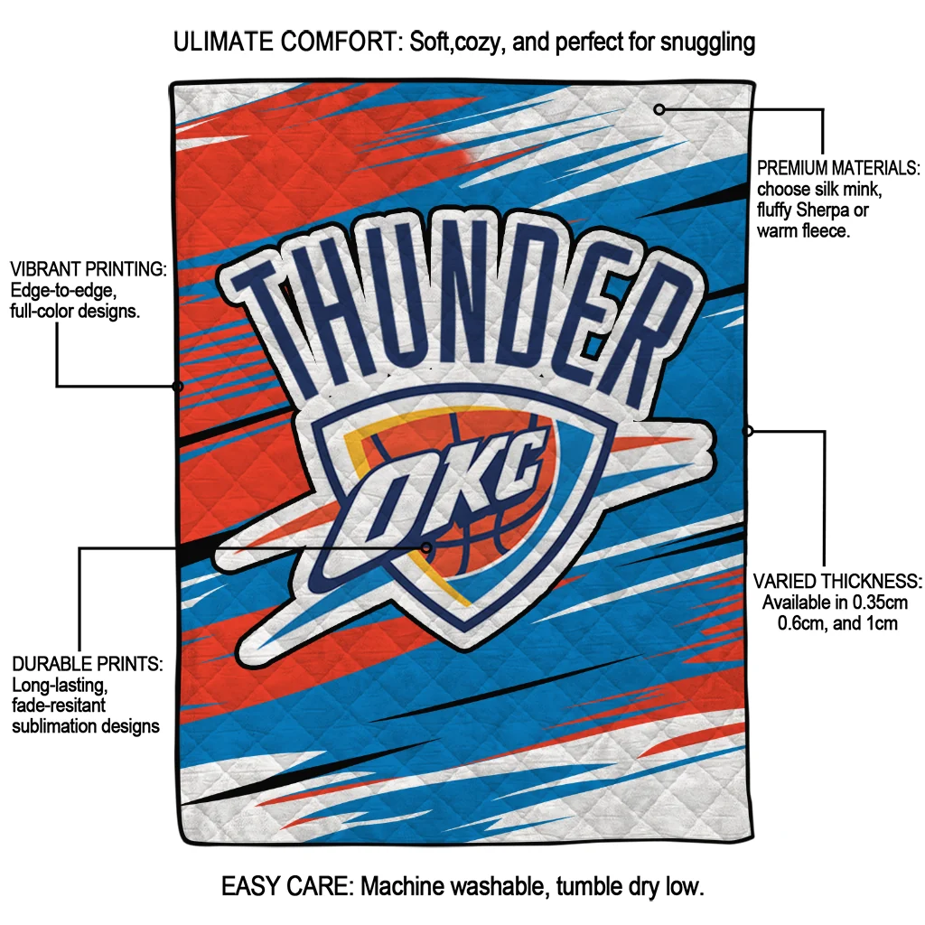 oklahoma city thunder wild lines blue white quilt blanket latest model oklahoma city thunder wild lines blue white quilt blanket latest model