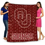oklahoma sooners brick grid crimson quilt blanket best selling