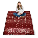 oklahoma sooners brick grid crimson quilt blanket best selling