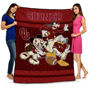 oklahoma sooners disney football crimson quilt blanket best selling