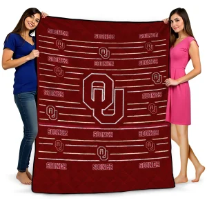 oklahoma sooners handdrawn stripes crimson quilt blanket best selling