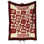oklahoma sooners helmet heart crimson quilt blanket best selling