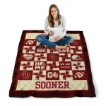 oklahoma sooners helmet heart crimson quilt blanket best selling