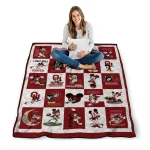 oklahoma sooners mickey mouse motif crimson white quilt blanket best selling