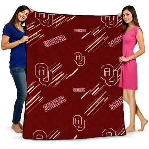 oklahoma sooners sketch lines crimson quilt blanket best selling