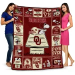 oklahoma sooners snoopy love crimson quilt blanket best selling
