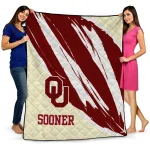 oklahoma sooners stroke art crimson white quilt blanket best selling