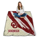 oklahoma sooners stroke art crimson white quilt blanket best selling