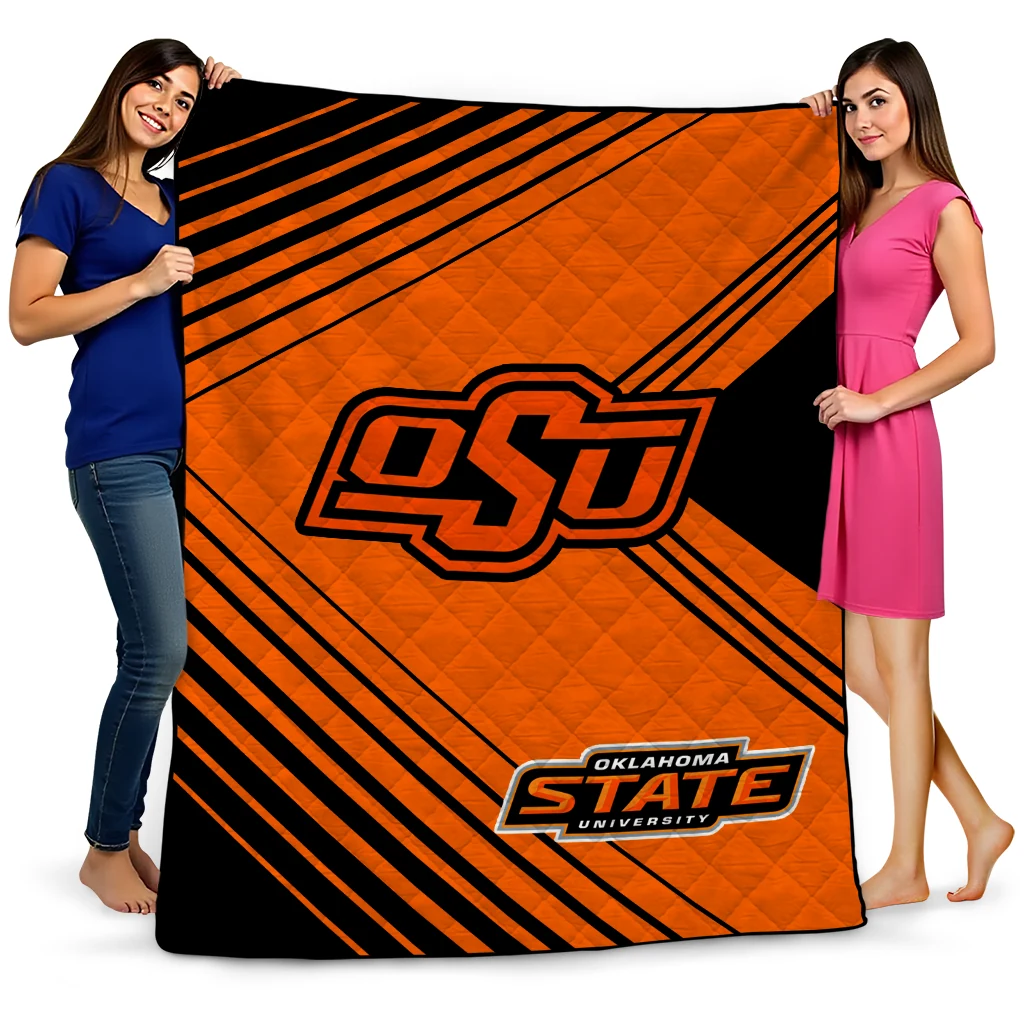 oklahoma state cowboys arrow layers orange quilt blanket best selling